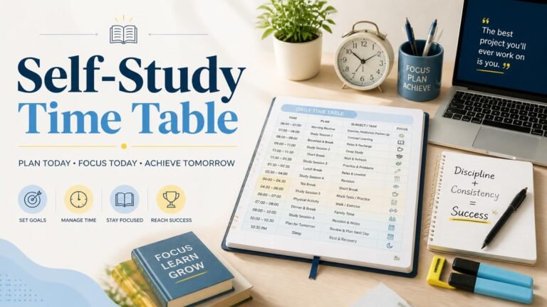Self-Study Time Table कैसे बनाएं: घर से पढ़ाई करने वालों के लिए पूरी गाइड
