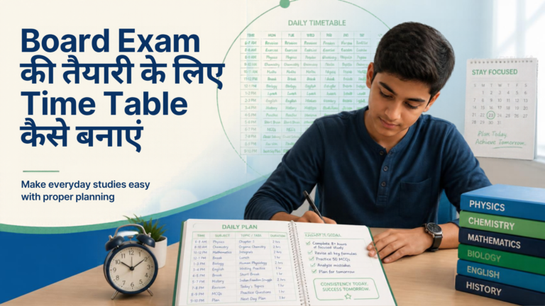 Board Exam की तैयारी के लिए Time Table कैसे बनाएं (महीने-दर-महीने plan के साथ)